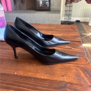Steve Madden Black Pointed-Toe Mid Heel Pumps